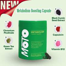 MOTO Metabolism Vitamin Capsules With Green Tea Extract, Chromium Picolinate, Black Cumin Seed & Vitamin B12, 60 Vegan Capsules Dietary Supplement - 2 cái - Xem 2