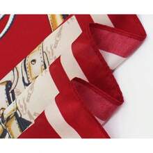 ANDANTINO% Silk Square Scarf Hair-25.6 X25.6'' Women Men Natural Silk Neckerchief Digital Printed Headscarf - 深紅色&乳白色 - 查看 3