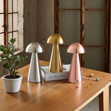 1pc Modern LED Mushroom Design USB Rechargeable Touch Control 3-Color Dimmable Lamp, Suitable For Living Room, Bedroom, Dining Room, Bar Decoration - Multicolor - View 4