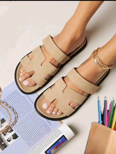 2025夏季女士厚底拖鞋镂空一脚蹬舒适平底孕妇防滑