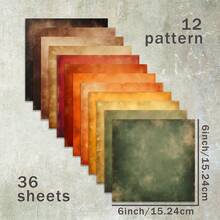 36 Sheets 6inch Vintage Distressed Color Background Scrapbooking Paper, Suitable For Bullet Journal, Scrapbook, Card Making, And Craft Projects,For School Supplies,Back To School - Apricot - View 7