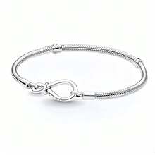New Design Infinity Symbol & Snake Bone Bracelet, Suitable For 925 Sterling Silver DIY Bangle, Fashionable & Elegant Jewelry For Women, Birthday & Wedding