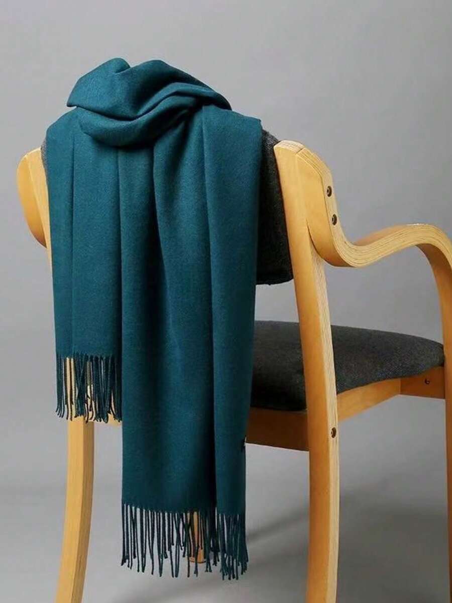 MilyModa Women's Imitation Cashmere Scarf, Thin Winter 150g With Fringes - Verde Arvole - 查看 1