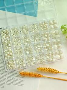1 盒时尚简约亚克力白珍珠 4/6/8/10 毫米珍珠配件珠宝 DIY 手工套件适用于手链、珍珠项链、珠宝制作、装饰