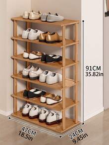 优雅的 6 层竹鞋架，采用天然木材饰面 - 节省空间且易于组装，适用于宿舍、走廊和厨房 - 时尚方形收纳整理器，适用于运动鞋、高跟鞋和细高跟鞋，鞋子收纳整理器 - 彩色 - 查看 13