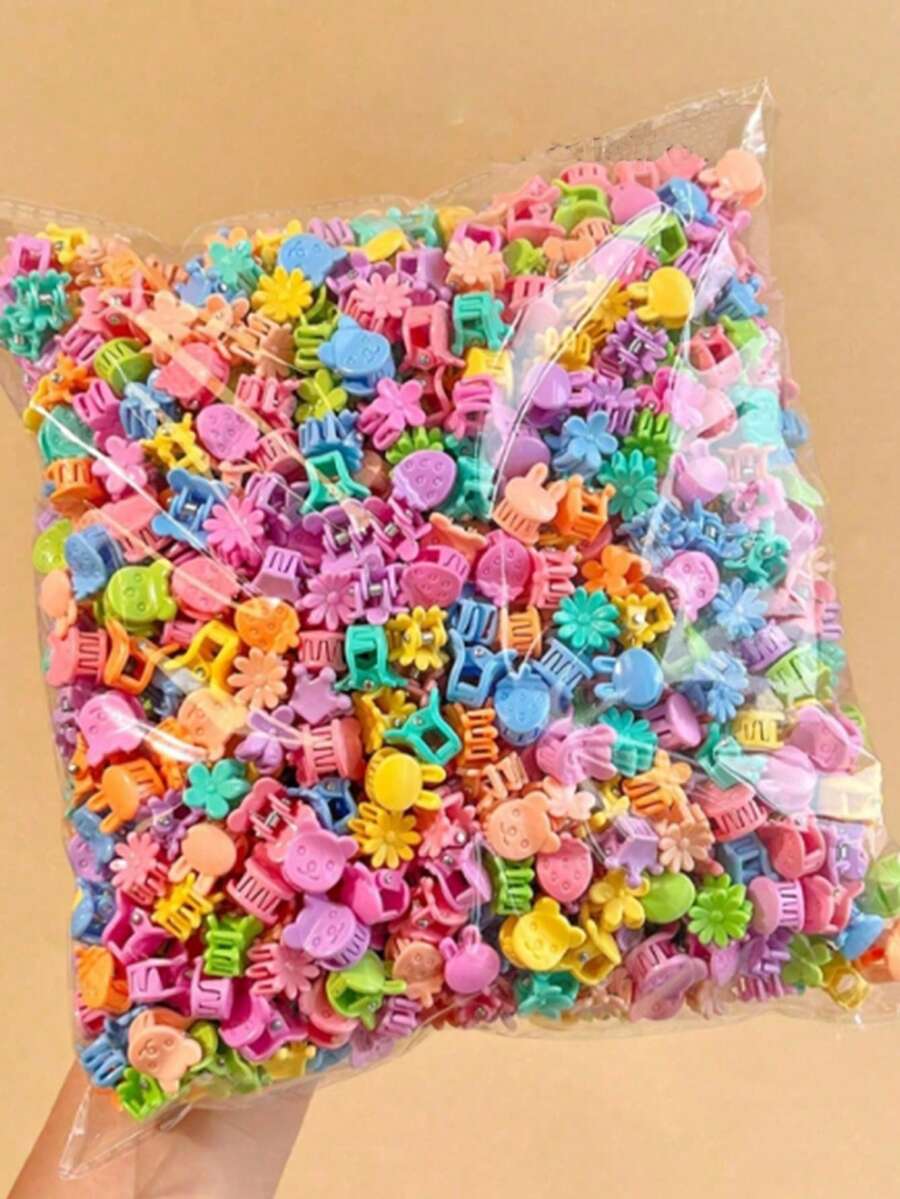 50/100 piezas Pinzas de pelo mini para niñas, surtido de pinzas de pelo de resina lindas y de moda, de unicolor y con patrón geométrico, accesorios de peinado casual diario, colores de caramelo, adecuados para trenzar y peinar, decoración de vuelta al colegio, regalos de cumpleaños y festividades