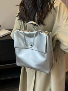 新款时尚设计小众背包，大容量百搭通勤背包，简约纯色休闲软皮大学生背包，复古高端品质别致背包适合大学生、上班族、通勤、旅行、购物、日常使用