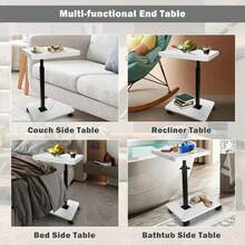 Adjustable Rolling Cart Overbed Bedside Table Laptop Desk Couch Side 360° Rotatable Sofa Tray Table Computer Desk Home Food Tray - màu gỗ - Xem 4