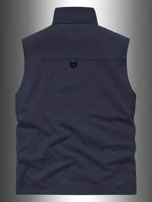 男士户外多功能实用背心，春夏钓鱼摄影休闲夹克，多口袋 - 藏蓝色 - 查看 2