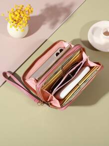 Classic Wallet, Large Capacity Clutch Wallet With Zipper, Card Clip With 8 Slots And Multiple Compartments, Elegant Hand Clutch - 深粉 - 查看 5