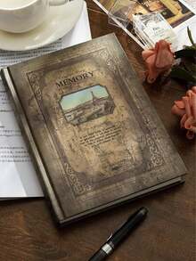 Caderno grosso A5 de 1 unidade, azul claro, vintage, super grosso (sem caneta), caderno de alta qualidade, adequado para anotações, diário, ótimo para estudantes, professores, uso em escritório, presente maravilhoso para a volta às aulas, Halloween, Natal - Multicolorido - Ver 7