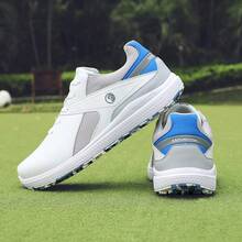 Breathable Golf Shoes, Spikeless Outdoor Sports Shoes, Anti-Slip & Wear-Resistant - White and Blue - View 1