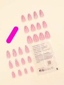 [Lowest Price In 30 Days]24Pcs French White Nails Short Press On Nails Oval Shape False Nails Simple Nails Nails Art Nail Supplies Nails - 多色 4 - 查看 2