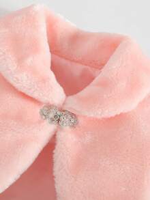Girls' Fluffy Knit Shawl Cardigan Jacket, Long Sleeve, Suitable For Dresses, Princess Skirts, Party, Performance, Daily Wear, Festivals, Parades, Birthday Parties, Stage Shows, Concerts - Pink - View 3
