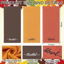 Peryiter - 3 toallas de mano para decoración de baño, de algodón de 14 x 29 pulgadas, rústico, bordadas para decoración de cocina bohemia, regalo cristiano inspirador (serie café, bendito agradecido) - Naranja Otoño - Ver 2