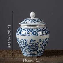 1 Tarro de almacenamiento de porcelana azul y blanco vintage con capacidad de agua de 500ml/1000ml, con lata de té sellada de cerámica de color esmaltado, adecuado para cajas de te, decoraciones de escritorio, frascos de almacenaje para el hogar, accesorios de t - Multicolor - Ver 15