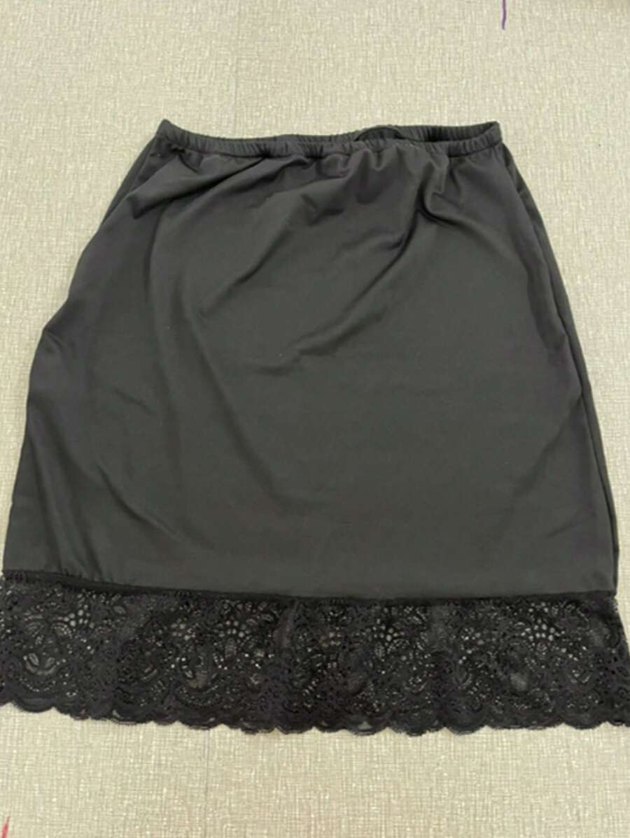 真丝蕾丝边吊带裙、中长衬裙、防走光衬裙