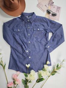 Women's Oversized Denim Jacket With Fur Trim, Paired With Elegant Shirt Collar, Street Style For Winter - Royal Blue - View 3