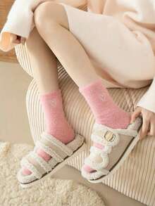 18 piezas/12 piezas Calcetines de tripulación de mujer con estampado de corazón, calcetines con forma de alma, súper suaves y cómodos, adecuados para otoño/invierno, favoritos para el Día de San Valentín y Navidad - Multicolor - Ver 3