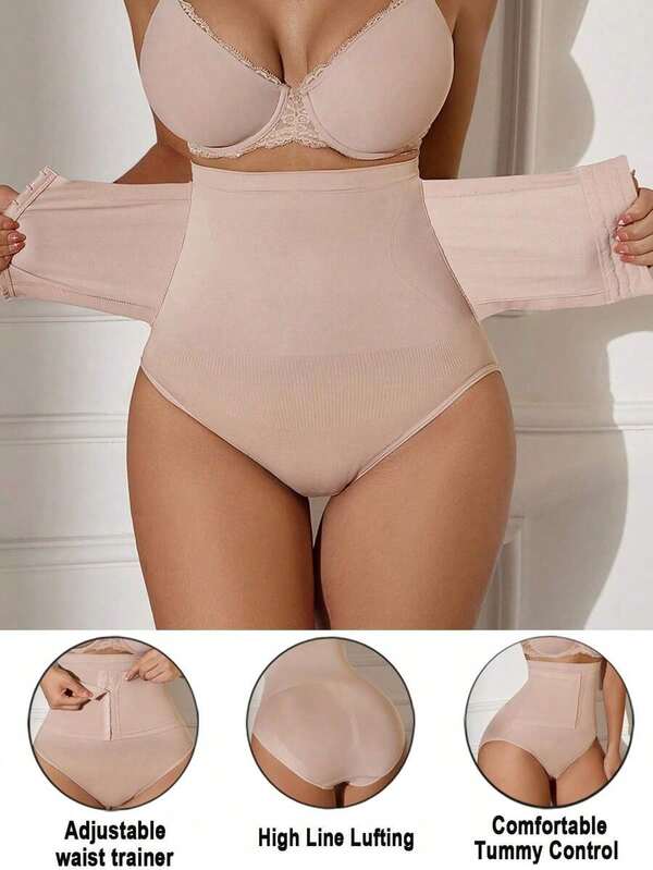 1 pieza Ropa interior con alta cintura, control del abdomen y elevación de la cintura, con abertura frontal con gancho