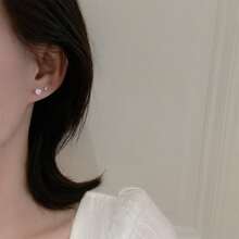 4对925纯银简约白色水晶耳夹，男女通用 - 新款优雅耳环，适合耳洞佩戴