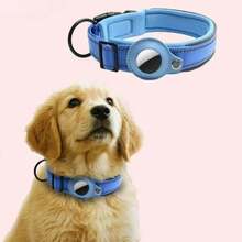 Reflektierender und strapazierfähiger Hundehalsband mit AirTag-Halterung, gepolsterter Hundehalsband für AirTag-Halterung, verstellbarer Haustierhalsband für kleine, mittlere und große Hunde
