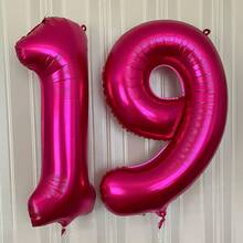 40 Inch Magenta Color Number Balloons, Large Foil Polyester Balloons For Birthday Party Decorations, Suitable For Birthday Theme Parties And Events, Anniversary Celebrations, Graduation Ceremonies, Valentine's Day, Baby Showers, Home Decor Room Background Decorations - Hot Pink - View 10