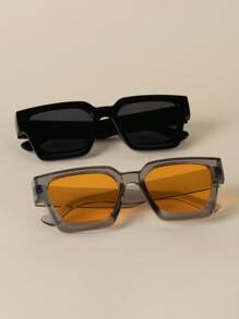 1 pieza/2 piezas/3 piezas/10 piezas Gafas con marco cuadrado grueso, gafas de moda rectangulares gruesas unisex para fotografía callejera, bares, clubes, festivales de música, decorativas, adecuadas para todos los tipos de rostro
