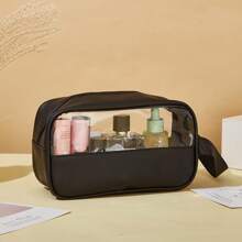 3-1pc Hanging Toiletry Kit Transparent PVC Toiletry Bag For Makeup Tools Waterproof Portable Zipper Make Up Organizer Minimalist For Women For Bathroom Wash Bag Gift For Mom Beach Bag Beach Essentials Beach Towel Organizer Beach Accessories Beach Stuff Holiday Bag Holiday Essentials For Summer For Vacation