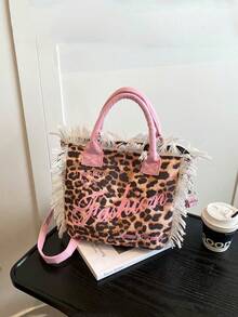 2025 Fashionable Casual Canvas Wide Strap Shoulder Crossbody Handbag - Pink - View 7