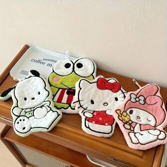 Sanrio 1 pezzo Asciugamano con il volto del personaggio Kitty Pocha di Sanrio, design a doppio strato rinforzato, regalo essenziale di alta estetica per la camera da letto, ottimo per gli amici