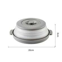 Cubierta de plato para microondas de 10.2 pulgadas, cubierta 2 en 1 como protector salpicaduras, tapa plegable para plato,ón, gadget de cocina multiusos 15EZ - gris-Con fondo - Ver 3