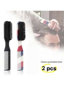 Conjunto de 3/4 peças de pentes multifuncionais masculinos, escova de cabelo masculina, acessórios para penteado masculino, pente masculino, pente de dupla função, pode ser usado para pentear o cabelo e cuidar da barba, design duplo de pente e escova, pente de dupla função, pode ser usado para criar penteados naturais e cuidar das sobrancelhas, ferramentas de penteado, produtos e acessórios para penteado, itens essenciais de beleza para barbearia e viagens, ferramenta para cuidar da barba masculina, escova com textura, ferramentas de corte de cabelo, pode ser usado para cuidar da barba e pentear o cabelo. - Pente grande - Ver 5