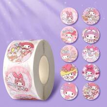 Sanrio Stickers Hello Kitty My Melody Cinnamoroll Kuromi 500pcs Cartoon Cute Decoration Children's Stickers Handbook Reward Gift Seal Girl Stickers Long Roll Holiday Gift