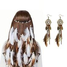 1 件波西米亚白色仿羽毛头带 - 女士流苏发饰，圣帕特里克节和节日的完美配饰