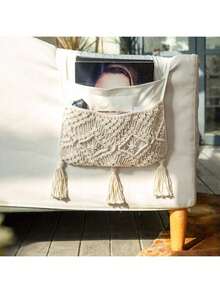 Boho Sofa Armrest Organizer Remote Control Holder Couch Bedside Armchair Caddy Storage Basket Bag For TV Remote Control, Magazine, Books, Cell Phone, IPad, Boho Home Dorm Decor