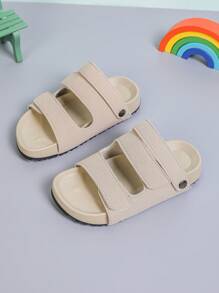 1 双儿童露趾夏季防滑凉鞋，适合男孩和女孩的舒适平底凉鞋