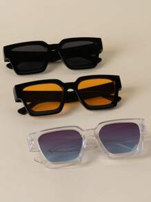 1 pieza/2 piezas/3 piezas/10 piezas Gafas con marco cuadrado grueso, gafas de moda rectangulares gruesas unisex para fotografía callejera, bares, clubes, festivales de música, decorativas, adecuadas para todos los tipos de rostro