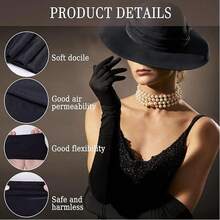 6pcs/3 Pairs Women's Long, Medium & Short Gloves Set, Summer Funny Cosplay 1920s Gatsby Party Costume Accessories, 52/42/20cm Black & White Elegant Etiquette Driving Riding Sun Protection Masquerade Ball Single Party Decorations - Multicolor - View 10