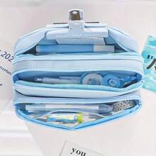 1pc Multifunctional Large Capacity Pencil Case With Pen Holder, Durable Portable Organizer For Office Supplies And Cosmetics, Suitable For Back To School