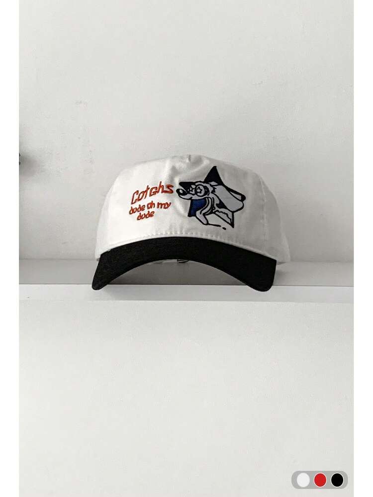 1pc Letter Cat Wide Brim Baseball Cap, Women, Large Head Circumference, UV Protection, Cute Black Cat Embroidery Contrast Color Baseball Cap, Versatile, Suitable For Large Head Size - Baseball Cap - View 14