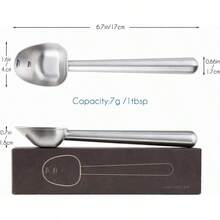 Cuchara de café de acero inoxidable con largo hueco, cuchara medidora de 7g para café molido yé de hojas sueltas, plata cepillada - Marrón - Ver 6