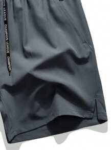Pantalones cortos deportivos para hombres, de verano, de seda de hielo, transpirables y de secado rápido, para correr por la mañana, hacer footing, entrenamiento, con cordón, tipo bermuda