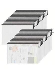 [Pungi de depozitare impermeabile] 20 de bucăți de pungi de depozitare impermeabile, format A4 (15''x11''), inclusiv pungi de dosare cu fermoar, pungi de plasă din plastic și pungi de depozitare pentru jocuri de societate, potrivite pentru birouri și școli, negre, pentru rechizite școlare, pentru întoarcerea la școală - negru deschis - Vizualizare 6