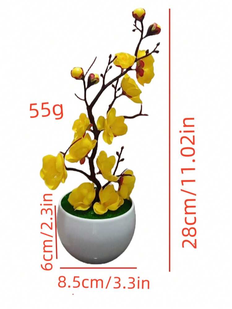 1pc Artificial Potted Plum Blossom Bonsai - Realistic Fake Flowers, Plastic Plum Blossom Bonsai Decor, Suitable For General Home Desktop Small Decoration - Multicolor - View 16