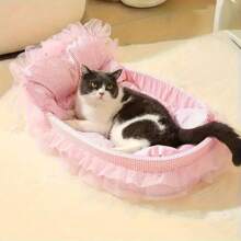 3pcs Washable Pet Bed Set, Soft Cat Bed/Dog Sofa Bed For All Seasons, Comfortable Princess Small Dog Bed Cooling Mat, Suitable For Summer & Winter, Multi-Color (Bed + Cushion + Edging)