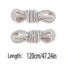 2条120厘米奢华水晶鞋带，圆形水晶鞋带/帽带，时尚闪亮，水晶抽绳运动鞋带，休闲鞋带 - 白色 - 查看 15