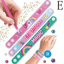 2/3pcs Creative DIY Diamond Painting Bracelets, Dotted Diamond Wristbands, Children EVA Handmade Diamond Stickers, Handmade DIY Snap Bracelets, Educational Toy Set, Perfect Gift For Girls - Gift, Christmas Gift, Holiday/Birthday Gift, Gift, Toy - Multicolor - View 3