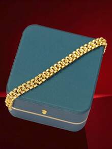 1 件优雅迪拜风格百搭镀金叶子手链，适合女性日常佩戴 - 金黃色 - 查看 11