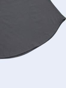 GRDR 男士休闲亨利领短袖T恤，夏季 - 深灰色 - 查看 8